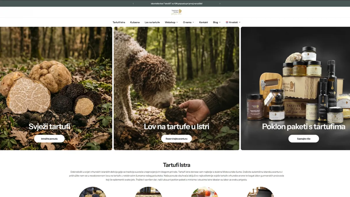 Tartufi Istra - izrada web trgovine i oglašavanje