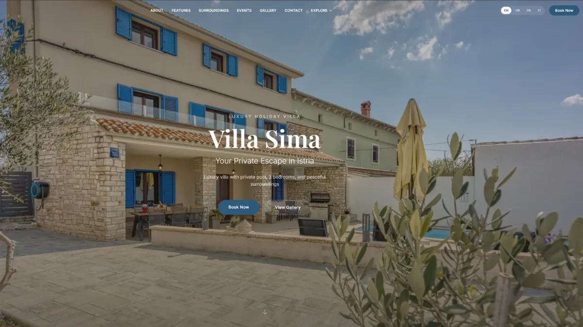Villa Sima - izrada web stranice za iznajmljivanje